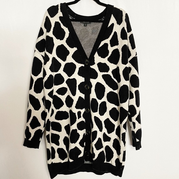 Ann Taylor Sweaters - Ann Taylor Quirky Animal Cow Print Soft Longline Boyfriend Cardigan Sweater